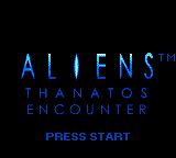 Aliens Thanatos Encounter title screen for GameBoy Color